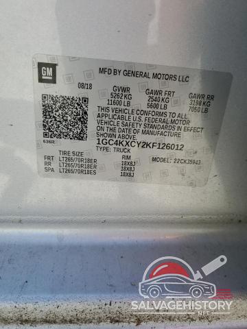 1GC4KXCY2KF126012 2019 CHEVROLET ALL Models photo no. 12