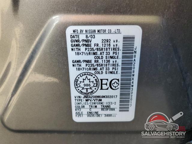 JN8AZ08WX4W302017 2004 NISSAN MURANO photo no. 12