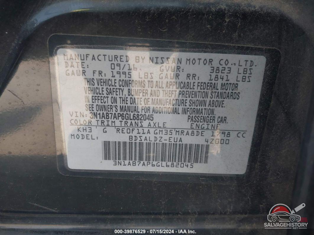 3N1AB7AP6GL682045 2016 NISSAN SENTRA photo no. 9
