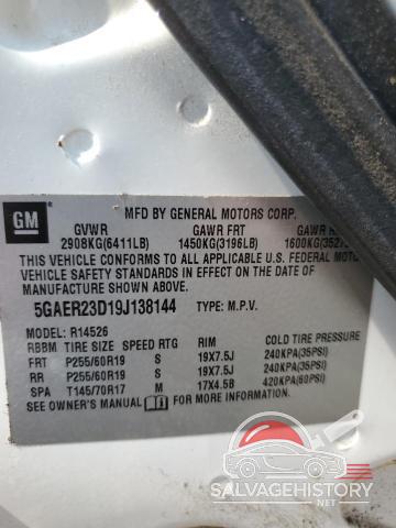 5GAER23D19J138144 2009 BUICK ENCLAVE photo no. 13
