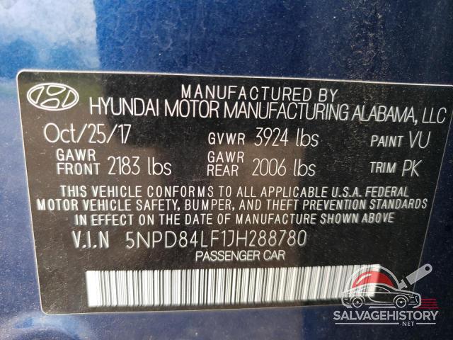 5NPD84LF1JH288780 2018 HYUNDAI ELANTRA photo no. 12