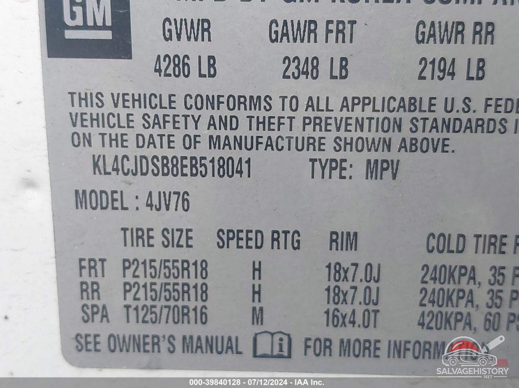 KL4CJDSB8EB518041 2014 BUICK ENCORE photo no. 9