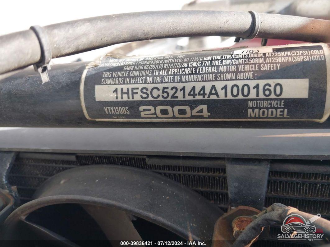 1HFSC52144A100160 2004 HONDA VT1300 photo no. 9