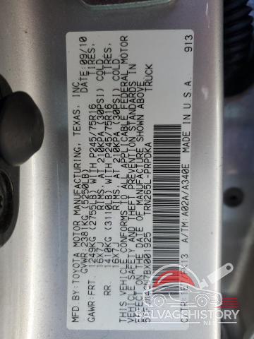 5TFJX4GN7BX001925 2011 TOYOTA TACOMA photo no. 12