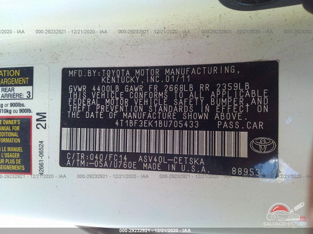 4T1BF3EK1BU705433 2011 TOYOTA CAMRY photo no. 9