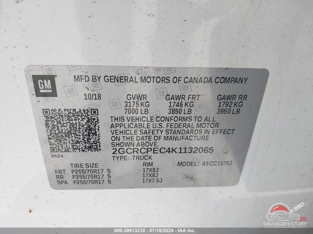 2GCRCPEC4K1132065 2019 CHEVROLET SILVERADO 1500 LD photo no. 9