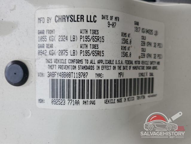 3A8FY48B08T119707 2008 CHRYSLER PT CRUISER photo no. 12