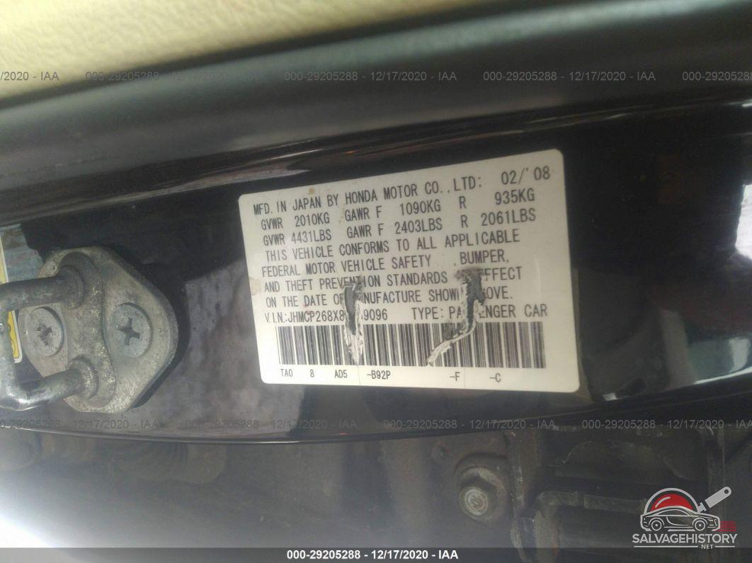 JHMCP268X8C059096 2008 HONDA ACCORD SDN photo no. 9