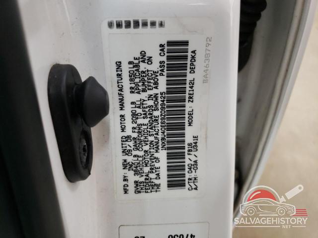 1NXBU40E69Z099425 2009 TOYOTA COROLLA photo no. 12