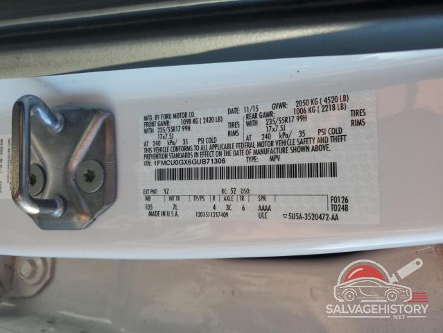 1FMCU0GX6GUB71306 2016 FORD ESCAPE photo no. 14