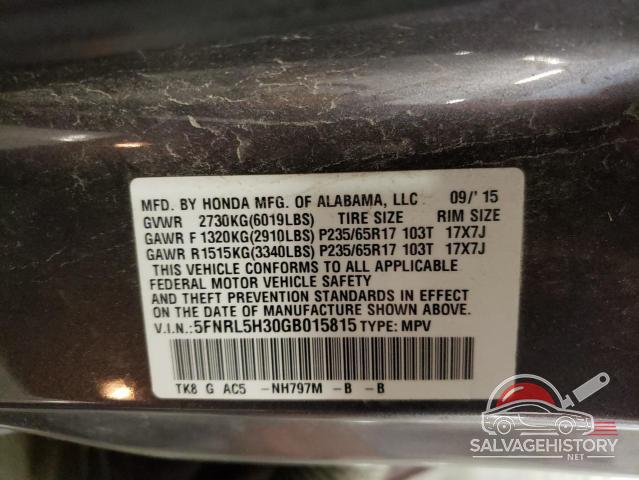 5FNRL5H30GB015815 2016 HONDA ODYSSEY photo no. 13