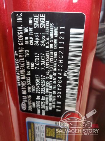 5XYPG4A33HG211211 2017 KIA SORENTO photo no. 13