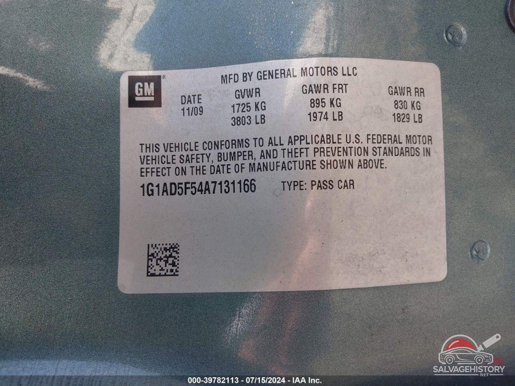 1G1AD5F54A7131166 2010 CHEVROLET COBALT photo no. 9
