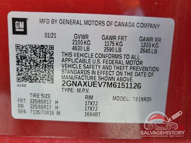 2GNAXUEV7M6151126 2021 CHEVROLET EQUINOX photo no. 14