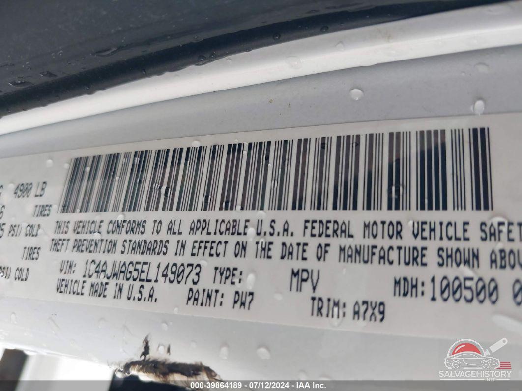 1C4AJWAG5EL149073 2014 JEEP WRANGLER photo no. 9