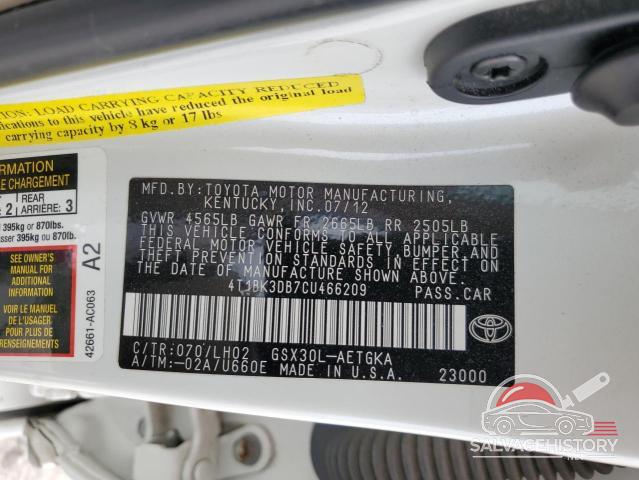 4T1BK3DB7CU466209 2012 TOYOTA AVALON photo no. 12