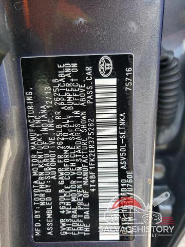 4T4BF1FK2ER375282 2014 TOYOTA CAMRY photo no. 12
