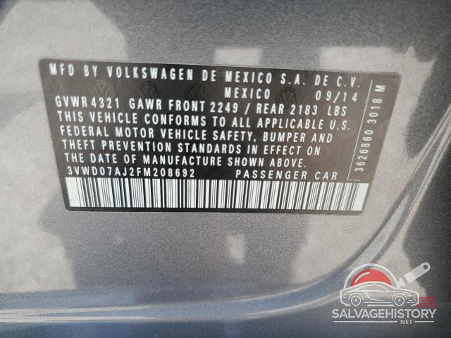 3VWD07AJ2FM208692 2015 VOLKSWAGEN JETTA photo no. 13