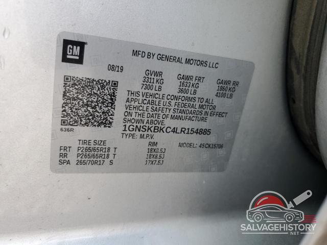 1GNSKBKC4LR154885 2020 CHEVROLET TAHOE photo no. 14