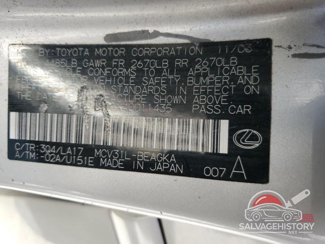 JTHBA30GX40011435 2004 LEXUS ES330 photo no. 12