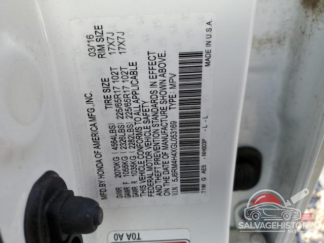 5J6RM4H4XGL053169 2016 HONDA CRV photo no. 13