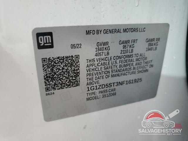 1G1ZD5ST3NF161925 2022 CHEVROLET MALIBU photo no. 13