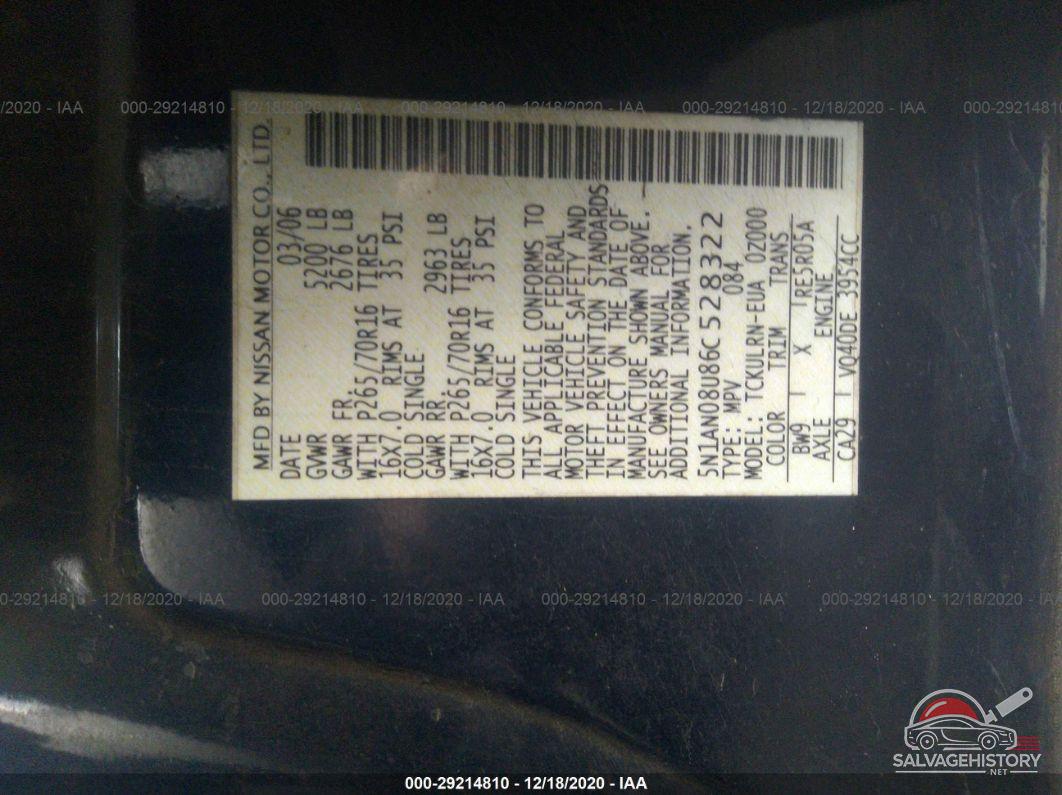 5N1AN08U86C528322 2006 NISSAN XTERRA photo no. 9