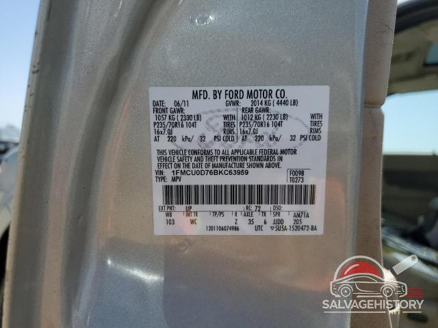 1FMCU0D76BKC63959 2011 FORD ESCAPE photo no. 12