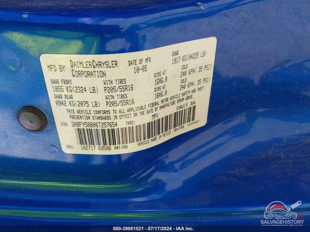 3A8FY58B06T257654 2006 CHRYSLER PT CRUISER photo no. 9