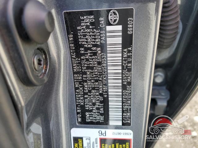 4T1BF1FK5CU580537 2012 TOYOTA CAMRY photo no. 12
