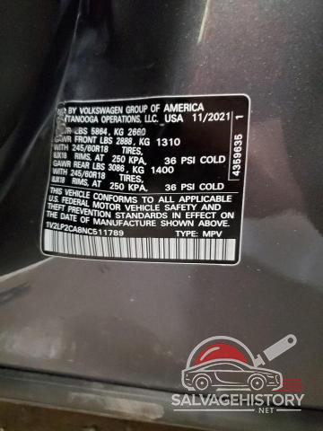1V2LP2CA8NC511789 2022 VOLKSWAGEN ATLAS photo no. 14