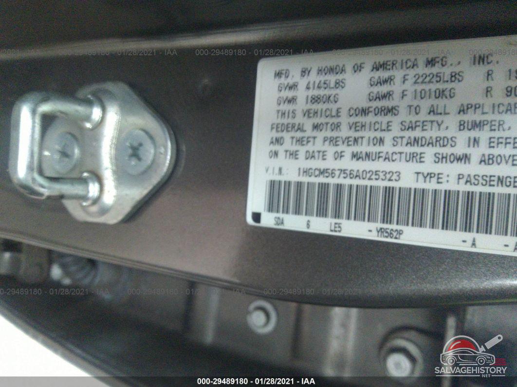1HGCM56756A025323 2006 HONDA ACCORD SDN photo no. 9