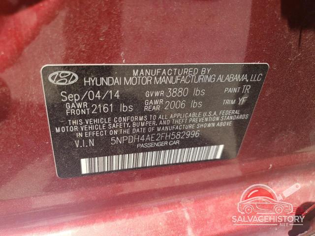 5NPDH4AE2FH582996 2015 HYUNDAI ELANTRA photo no. 12