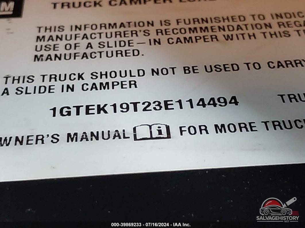 1GTEK19T23E114494 2003 GMC SIERRA 1500 photo no. 9