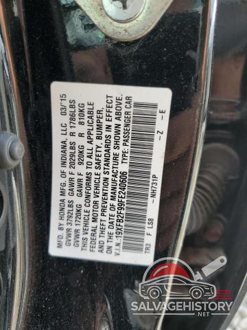 19XFB2F99FE240606 2015 HONDA CIVIC photo no. 12