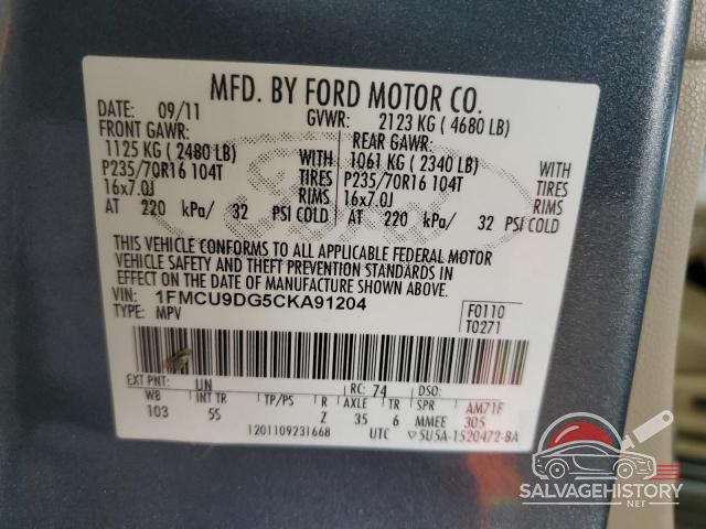 1FMCU9DG5CKA91204 2012 FORD ESCAPE photo no. 14