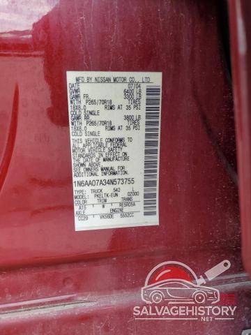 1N6AA07A34N573755 2004 NISSAN TITAN photo no. 12