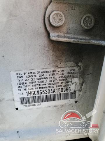 1HGCM56304A150966 2004 HONDA ACCORD photo no. 12