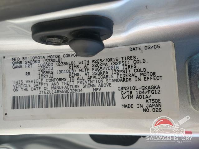 JTEZU14R558032604 2005 TOYOTA 4RUNNER photo no. 13