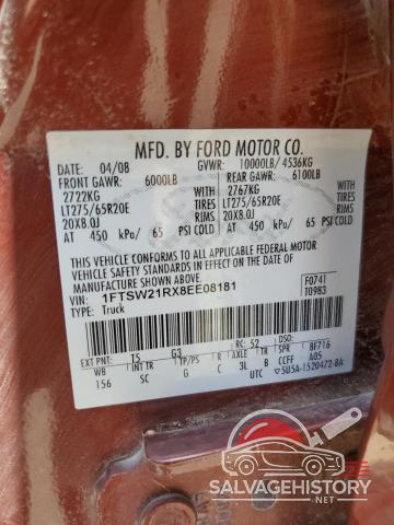 1FTSW21RX8EE08181 2008 FORD F250 photo no. 12