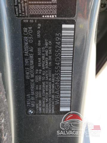 WBAGN63554DS52493 2004 BMW 7 SERIES photo no. 13