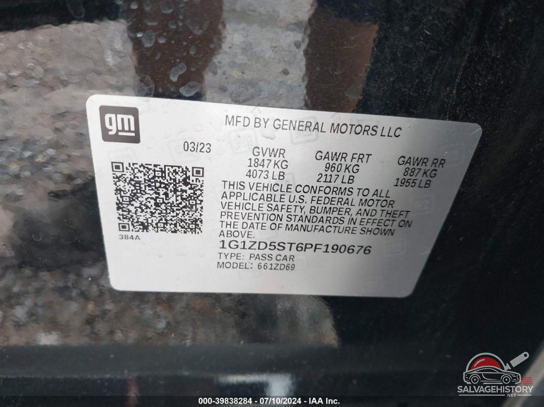 1G1ZD5ST6PF190676 2023 CHEVROLET MALIBU photo no. 9