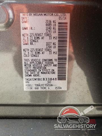 5N1AT2MT8EC833848 2014 NISSAN ROGUE photo no. 13