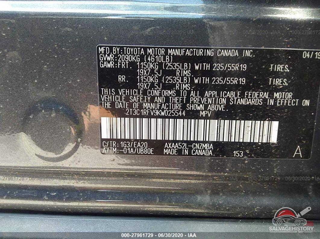 2T3C1RFV9KW025544 2019 TOYOTA RAV4 photo no. 9