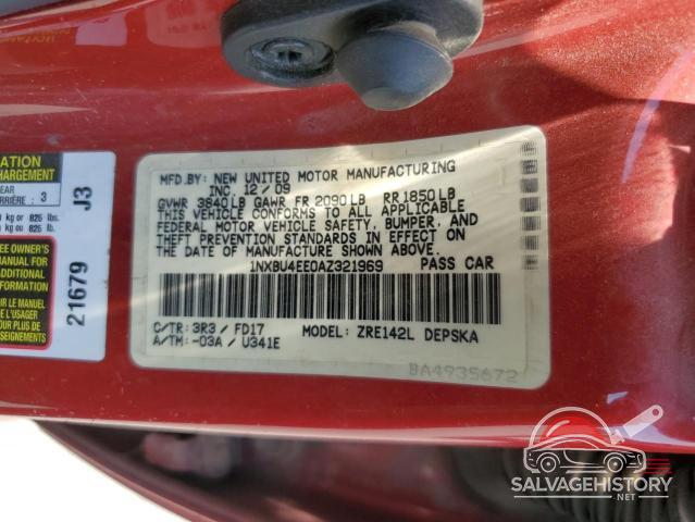 1NXBU4EE0AZ321969 2010 TOYOTA COROLLA photo no. 12