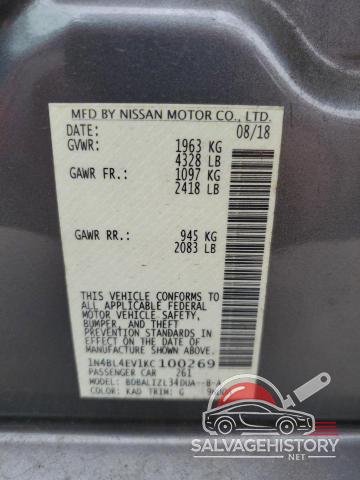 1N4BL4EV1KC100269 2019 NISSAN ALTIMA photo no. 13