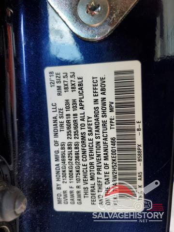7FARW2H52KE001466 2019 HONDA CRV photo no. 13