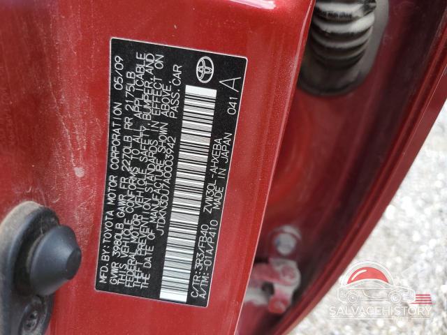 JTDKN3DU7A0003942 2010 TOYOTA PRIUS photo no. 12