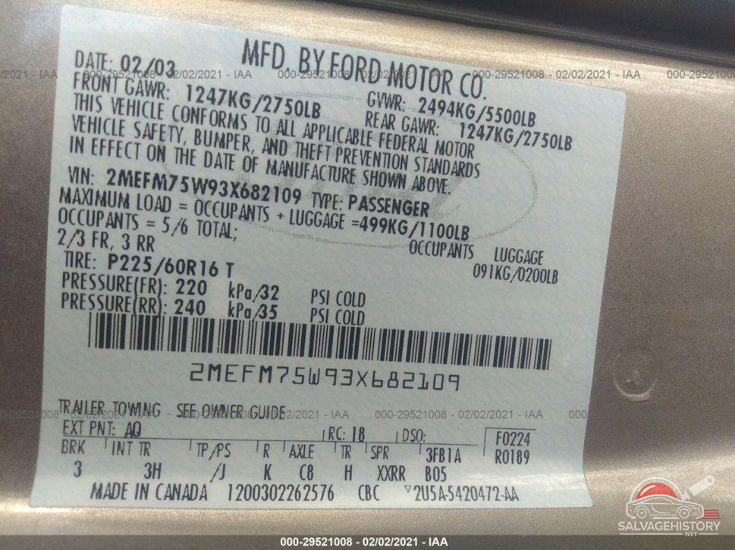 2MEFM75W93X682109 2003 MERCURY GRAND MARQUIS photo no. 9