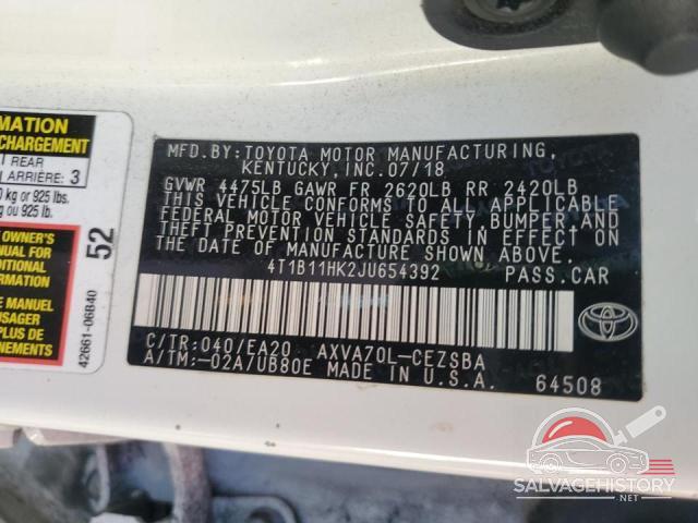 4T1B11HK2JU654392 2018 TOYOTA CAMRY photo no. 13
